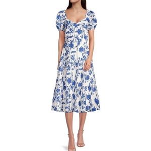 Rachel Parcell Blue and White Floral Midi Dress
